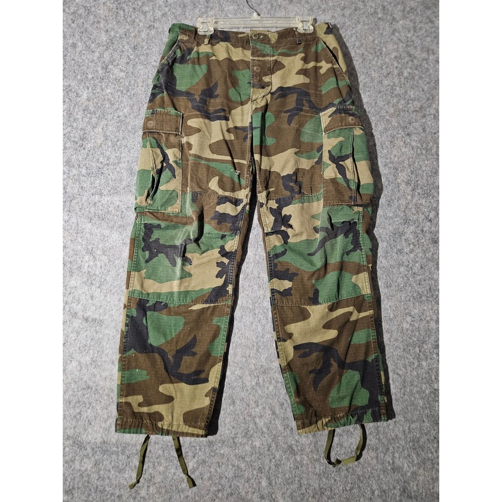 VTG US Army Combat Trousers Woodland Camouflage Pattern Mens Medium Short BDU